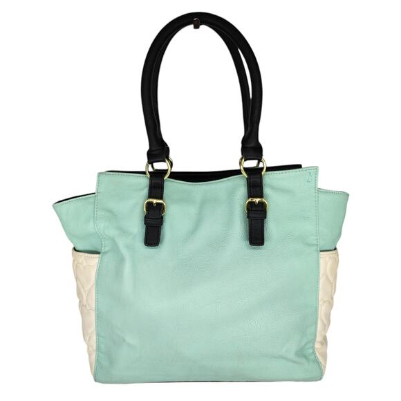 Betsey Johnson Purse Handbag Blue White Quilted Hearts Large Y2k 2000s Black - Picture 2 of 13